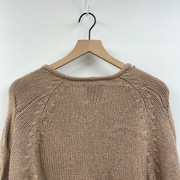 Abercrombie & Fitch Slouchy Cable Knit Puff Sleeve Sweater Preppy Tan Small - Picture 6 of 8